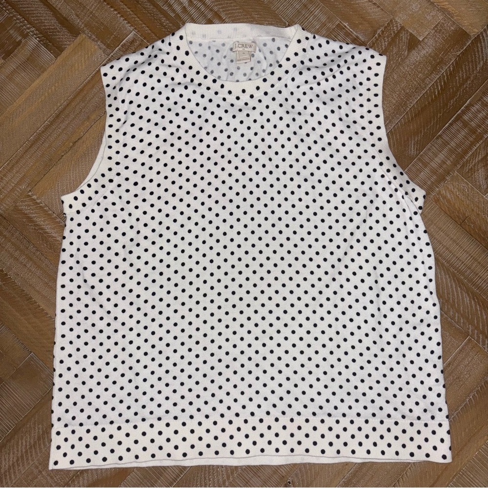 J. Crew Boxy Muscle Tee White Black Polka Dots